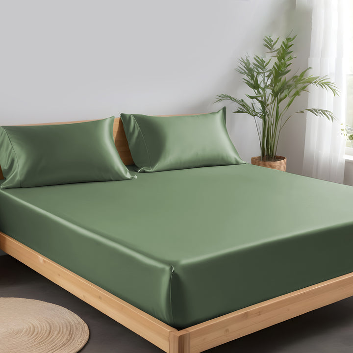 Bamboo Silk fitted Bedsheet Avocado Green