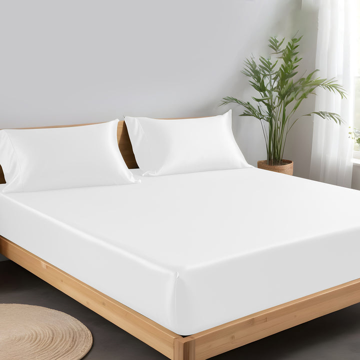 Bamboo Silk fitted Bedsheet white