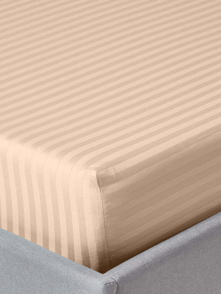 300 TC | Cotton Striped Fitted/Elasticated Bedsheet