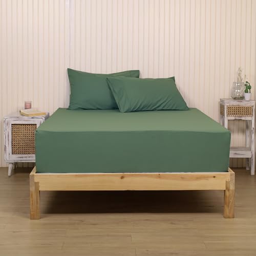 100% Cotton Fitted Bedsheet with Pillow Cover - Soft, Hotel Quality