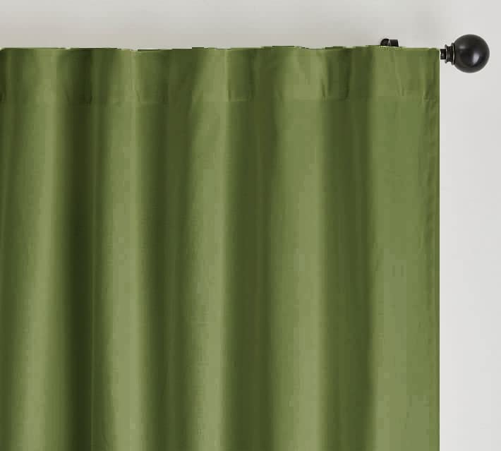 100% Cotton Curtains Semi-Sheer – Set of 2, Back Loop Hanging (Avocado Green)