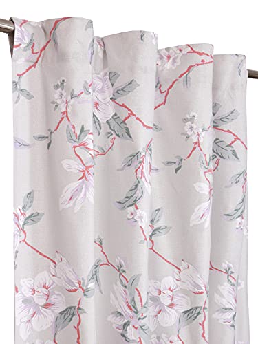 100% Cotton Curtains Semi-Sheer – Set of 2, Back Loop Hanging (Vintage Floral)