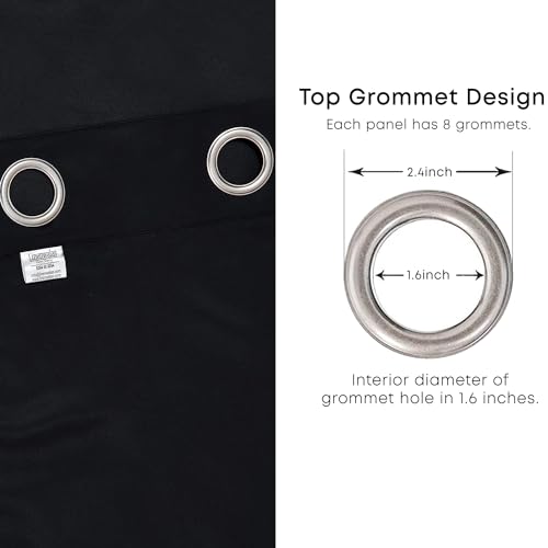 Thermal Insulated Blackout Curtains with Grommet Rings – 2-Piece Set (Jade Black)