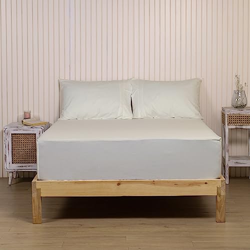 100% Cotton Fitted Bedsheet with Pillow Cover - Soft, Hotel Quality