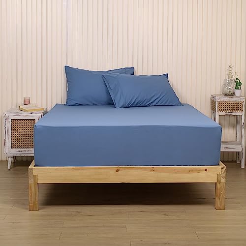 100% Cotton Fitted Bedsheet with Pillow Cover - Soft, Hotel Quality