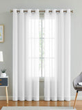 Solid Linen Sheer Curtain Set – 2 Panels with Stainless Steel Eyelet Rings