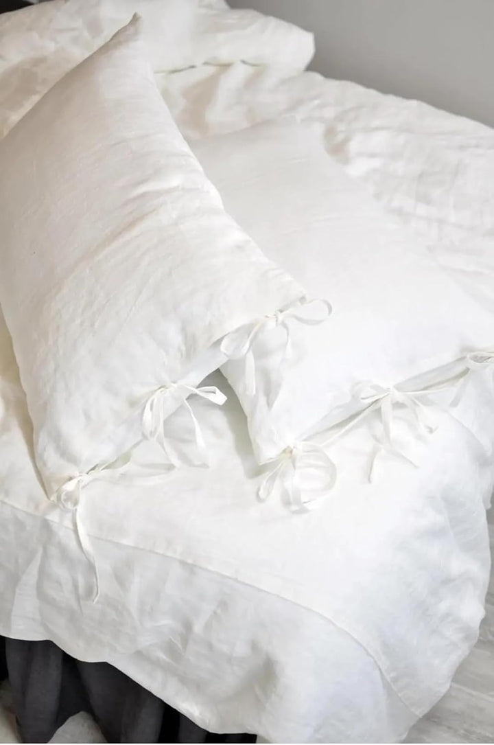 Cotton Percale Pillowcases with Envelope Closure & Decorative Ties – Hotel Quality, Soft & Breathable