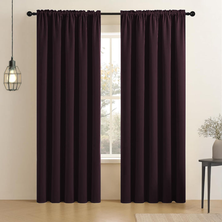 ROD POCKET | SAFARI DIMEOUT TRUE BLACKOUT Curtains | Thermal Insulated, Noise Reducing, Light Blocking | Set of 2 Panels
