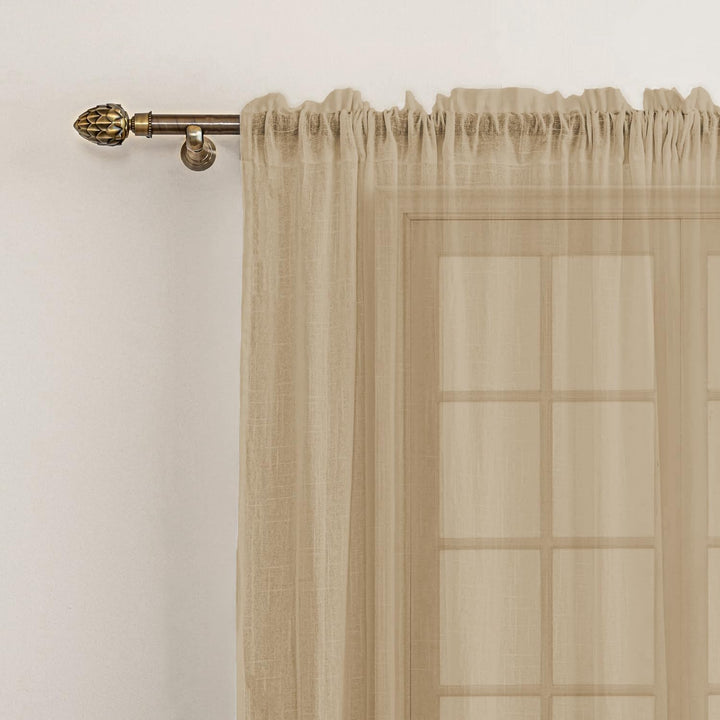 Cotton Linen Sheer Curtain Set (2 Panels) – Light-Filtering, Non-Blackout, Rod Pocket Hanging for Doors & Windows