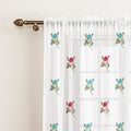 LINENWALAS Sheer Cotton Linen Curtains with Floral Print – 2 Panel Set, Elegant & Airy Window Drapes