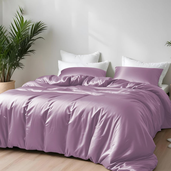 100% Bamboo Silk Duvet Cover with Zipper & Corner Ties – Soft, Lightweight & Breathable