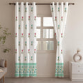 COLOURFUL GARDEN | Handblock Semi-Sheer Cotton Linen Curtains - Set Of 2 Panels