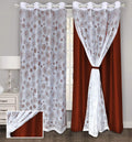 BLACKOUT Curtains with Attached Floral Sheer | Floral Design, Thermal Insulated, Noise Reducing, Room Darkening Drapes (Set of 2 Panel)
