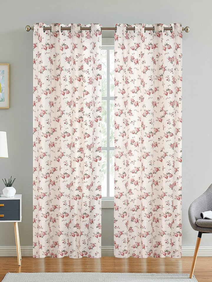 PATTERNS | Eyelet Sheer Cotton Linen Curtains - Set Of 2 Panels