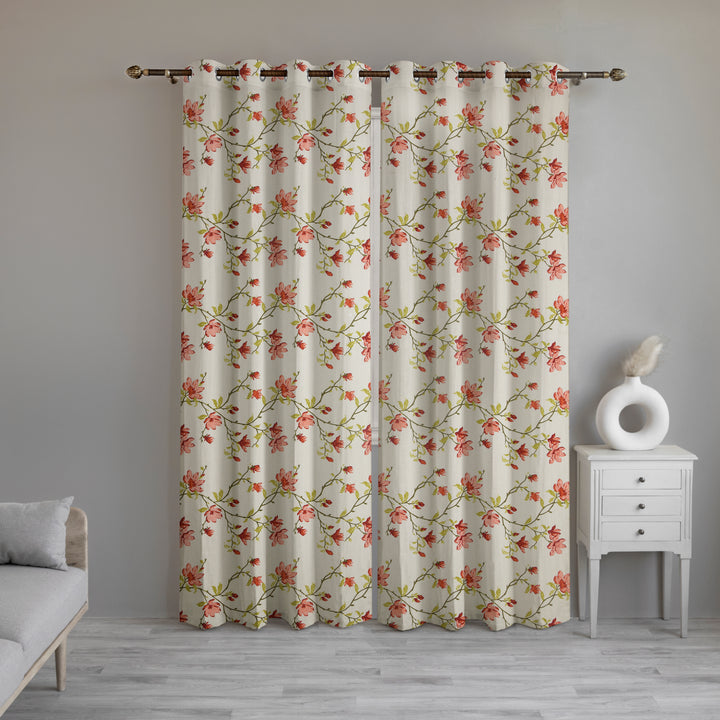 Printed Cotton Semi Sheer Curtains - Amer Bel