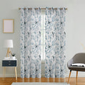 LINENWALAS Printed Cotton Linen Sheer Curtain Set – 2 Panels with Stainless Steel Eyelet Rings