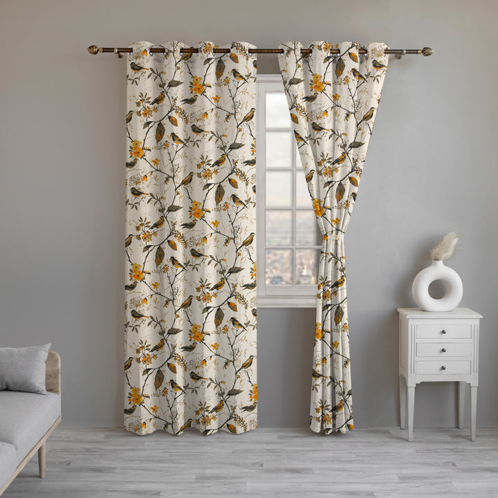 Printed Cotton Semi Sheer Curtains - Birdie Bliss