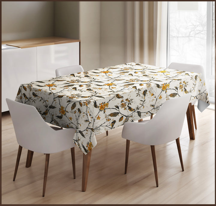 100% Cotton Table Cloth for 6 Seater Dining Table, Printed Rectangular