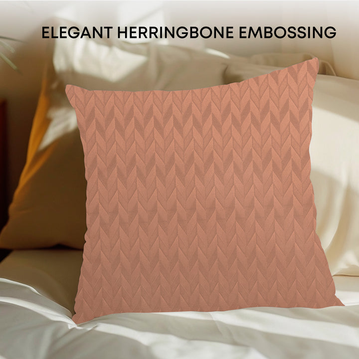 Embossed Herringbone Design Cushion Cover |  Waterproof | Zipper Closure Sofa Cushion Cover for Living Room, Aesthetic Couch | Home Décor