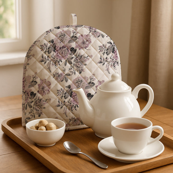 Printed Cotton Tea Cosy for Kettle – 12x15 Inches | 3-Layer Thermal Insulation | Elegant Printed Design | Tea Kettle Warmer & Pot Cover for Coffee Table or Dining Table Décor
