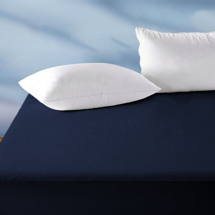 100% Waterproof Premium Cotton Feel Mattress Protector | Breathable | Navy Blue