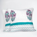 HANDBLOCK COTTON QUILTED Cushion Covers |  Soft & Breathable Decorative Cushion Cover with Hidden Zipper | Hypoallergenic & Machine