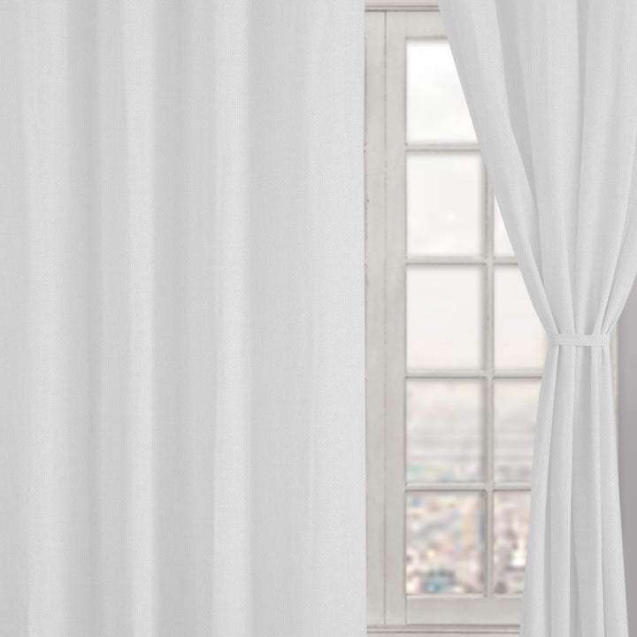 Printed Cotton Semi Sheer Curtains - White