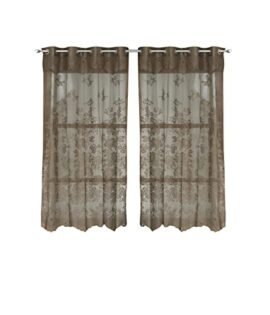 LINENWALAS Burnt Out Design Window Sheer Curtain 4.5ft x 5ft, Set of 2 Net Curtains, Transparent Curtain Set for Living Room, Sheer Curatin with Eyelet Hanging Style
